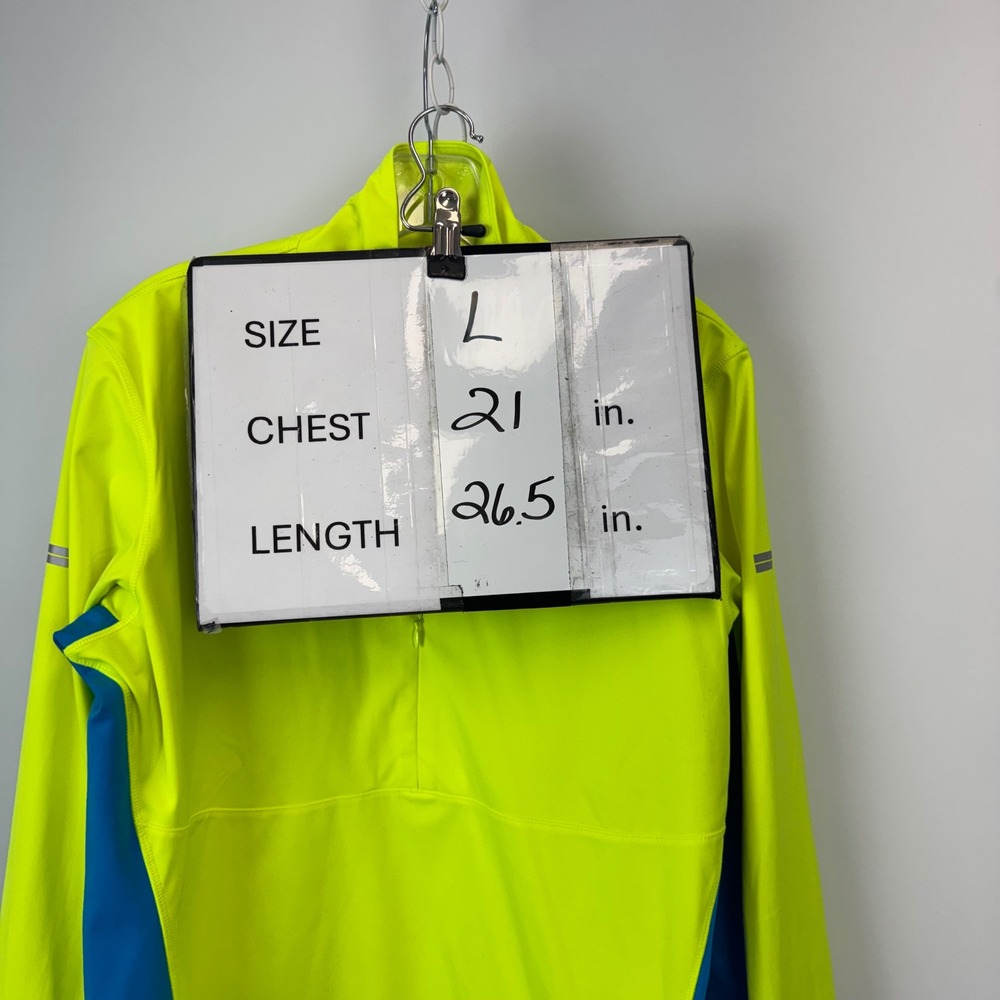 Brooks Dash 1/2 Zip Running Pullover Neon Yellow Blue Fleece Lined 221223 L - Picture 3 of 15